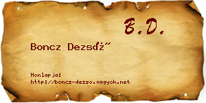 Boncz Dezső névjegykártya